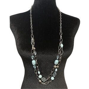 Paparazzi Gleam Weaver Necklace Silver Tone Blue Adjustable Length